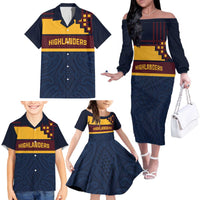 New Zealand Rugby Pacific Custom Family Matching Off The Shoulder Long Sleeve Dress and Hawaiian Shirt Kahupeka Retro 2025 Taniko Motif