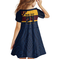 New Zealand Rugby Pacific Custom Kid Short Sleeve Dress Kahupeka Retro 2025 Taniko Motif