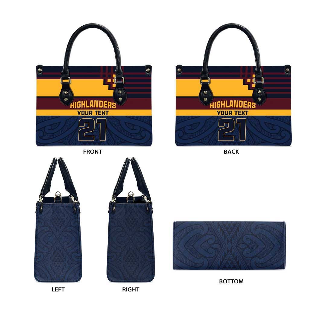 New Zealand Rugby Pacific Custom Leather Bag Kahupeka Retro 2025 Taniko Motif - Polynesian Pride