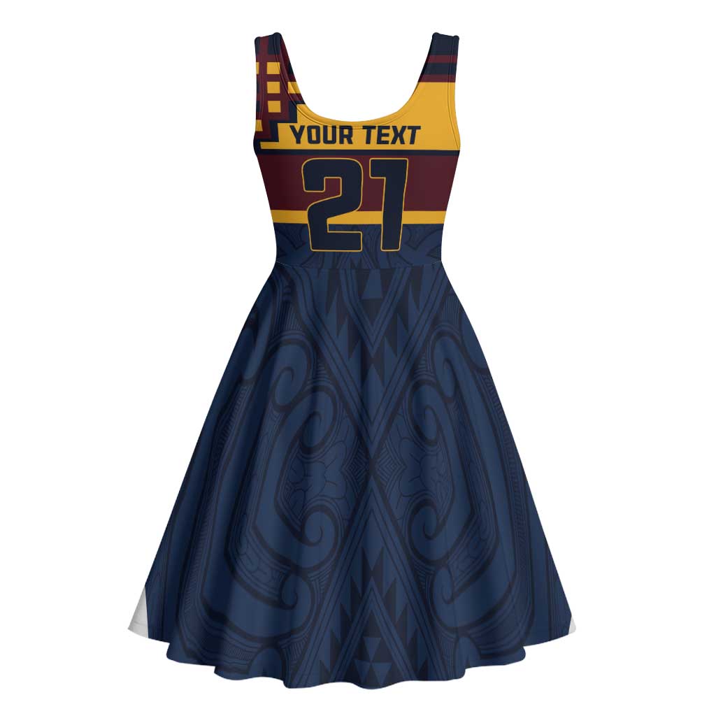New Zealand Rugby Pacific Custom Midi Dress Kahupeka Retro 2025 Taniko Motif - Polynesian Pride