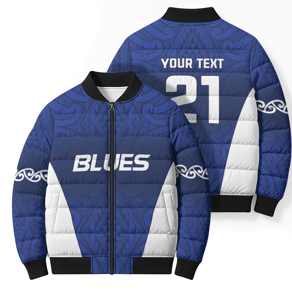New Zealand Rugby Pacific Custom Bomber Puffer Jacket Kahurangi Auckland All Blue - Polynesian Pride