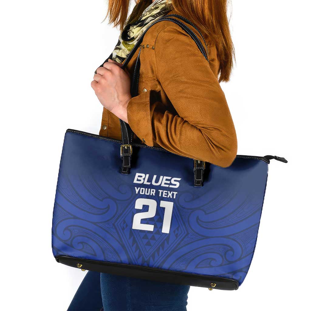 New Zealand Rugby Pacific Custom Leather Tote Bag Kahurangi Auckland All Blue