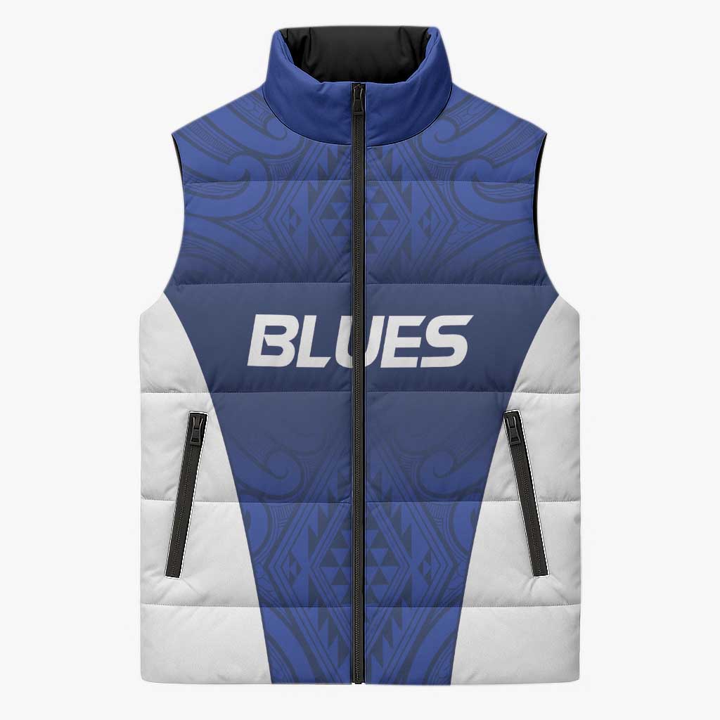 New Zealand Rugby Pacific Custom Sleeveless Puffer Jacket Kahurangi Auckland All Blue - Polynesian Pride