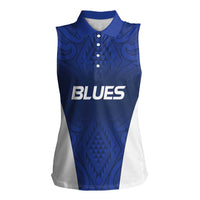 New Zealand Rugby Pacific Custom Women Sleeveless Polo Shirt Kahurangi Auckland All Blue