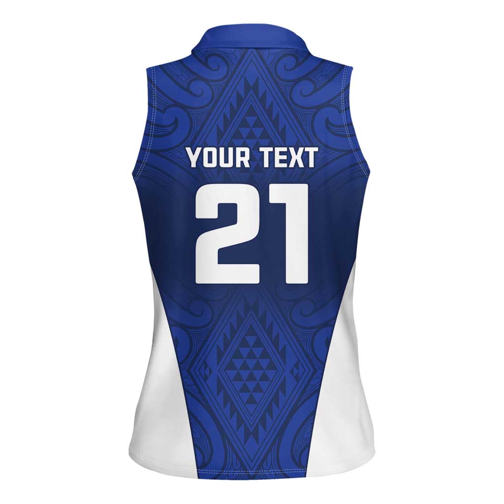 New Zealand Rugby Pacific Custom Women Sleeveless Polo Shirt Kahurangi Auckland All Blue