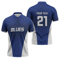 New Zealand Rugby Pacific Custom Zipper Polo Shirt Kahurangi Auckland All Blue - Polynesian Pride