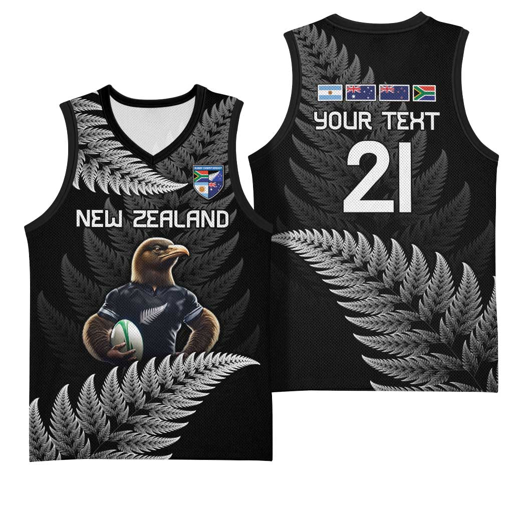 New Zealand Rugby Custom Basketball Jersey Glory Be To Black Silver-fern - Polynesian Pride