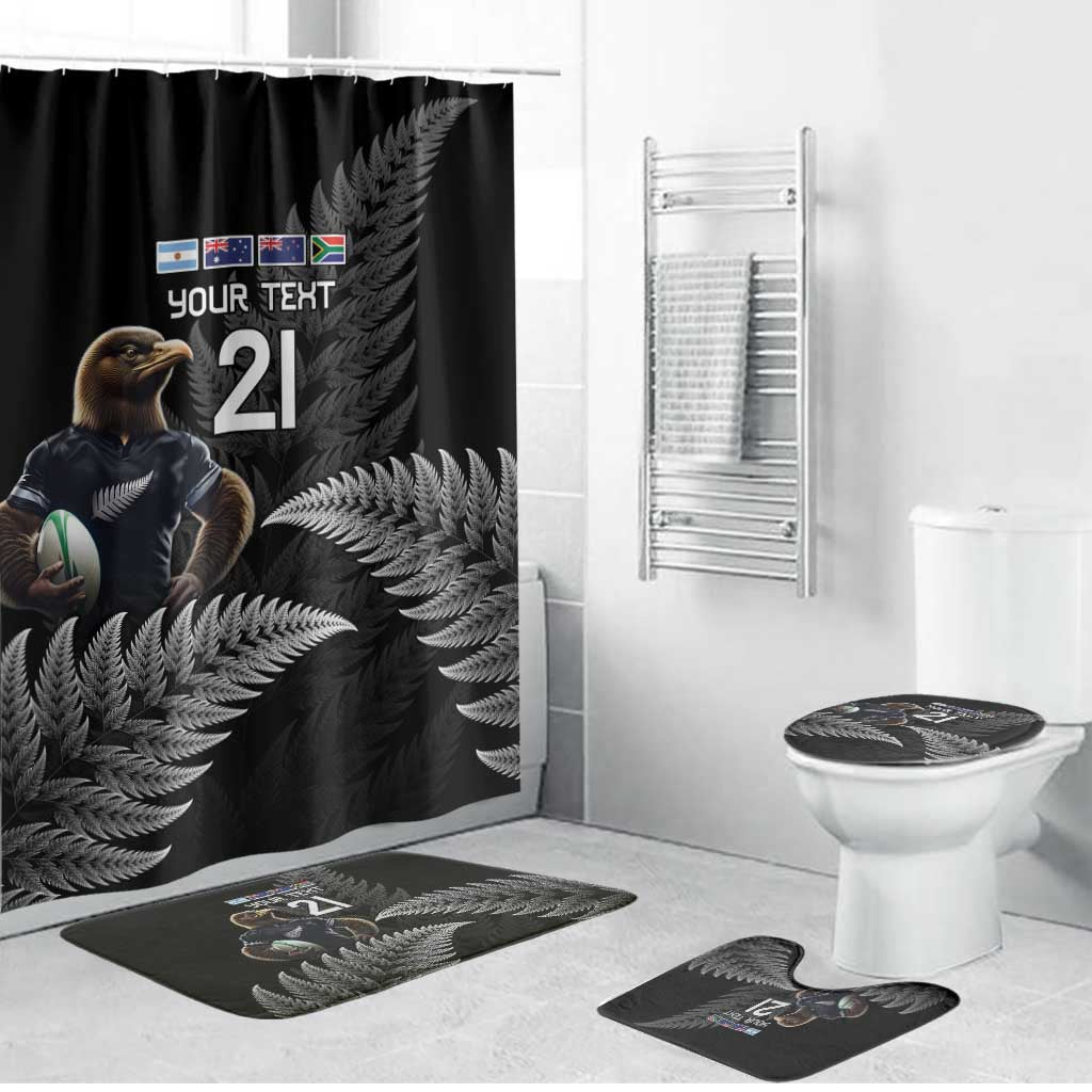 New Zealand Rugby Custom Bathroom Set Glory Be To Black Silver-fern - Polynesian Pride