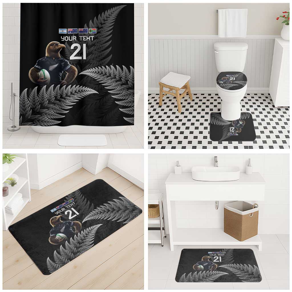 New Zealand Rugby Custom Bathroom Set Glory Be To Black Silver-fern - Polynesian Pride