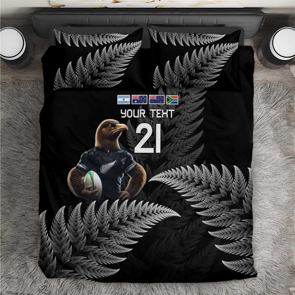 New Zealand Rugby Custom Bedding Set Glory Be To Black Silver-fern - Polynesian Pride