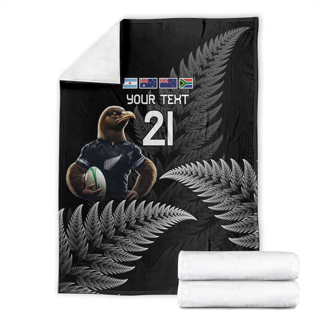 New Zealand Rugby Custom Blanket Glory Be To Black Silver-fern - Polynesian Pride