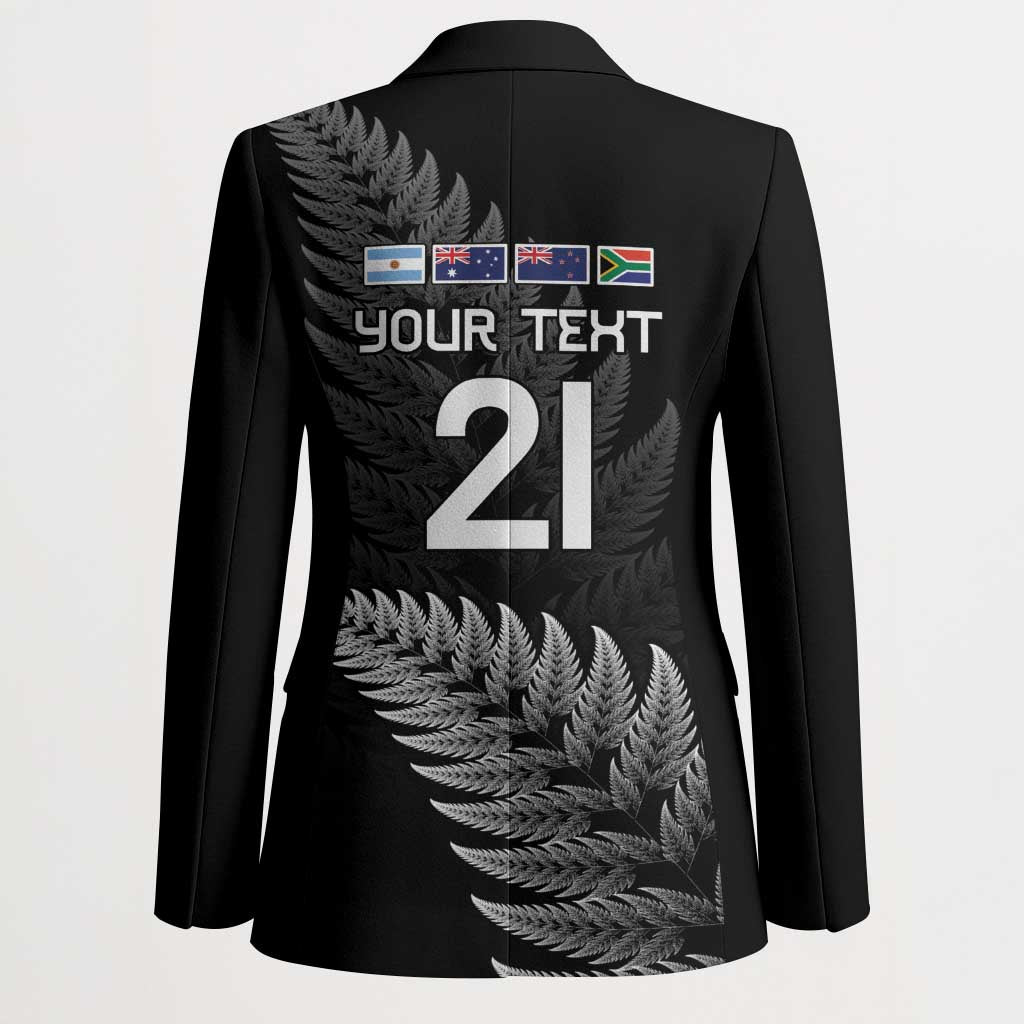 New Zealand Rugby Custom Blazer Glory Be To Black Silver-fern - Polynesian Pride