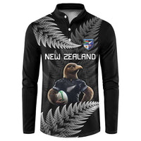 New Zealand Rugby Custom Button Sweatshirt Glory Be To Black Silver-fern - Polynesian Pride