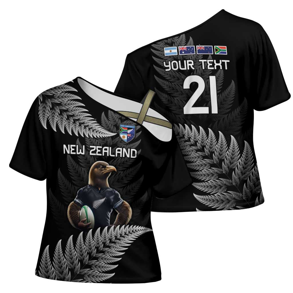 New Zealand Rugby Custom Cross Shoulder Shirt Glory Be To Black Silver-fern - Polynesian Pride