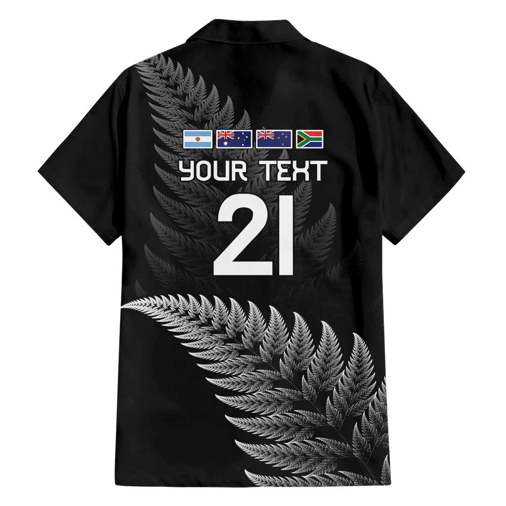 New Zealand Rugby Custom Family Matching Short Sleeve Bodycon Dress and Hawaiian Shirt Glory Be To Black Silver-fern - Polynesian Pride