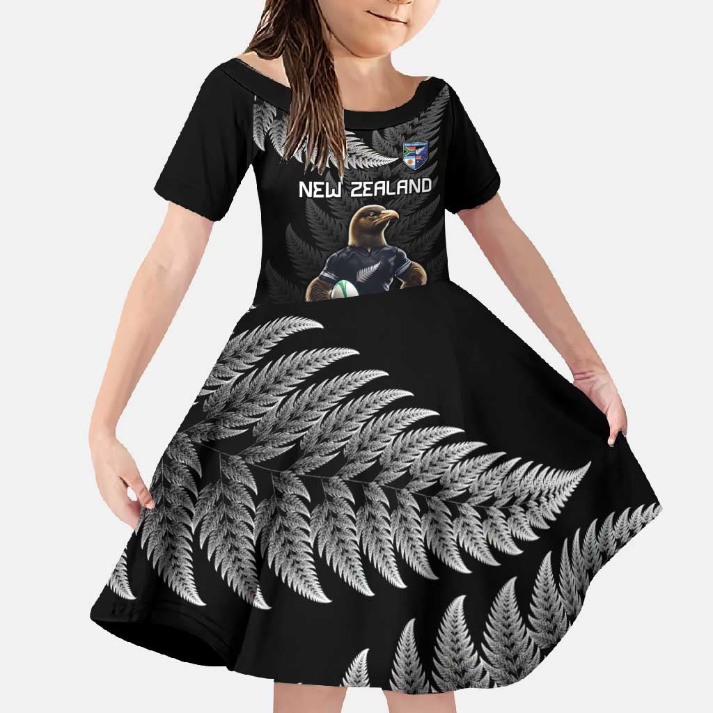 New Zealand Rugby Custom Family Matching Summer Maxi Dress and Hawaiian Shirt Glory Be To Black Silver-fern - Polynesian Pride