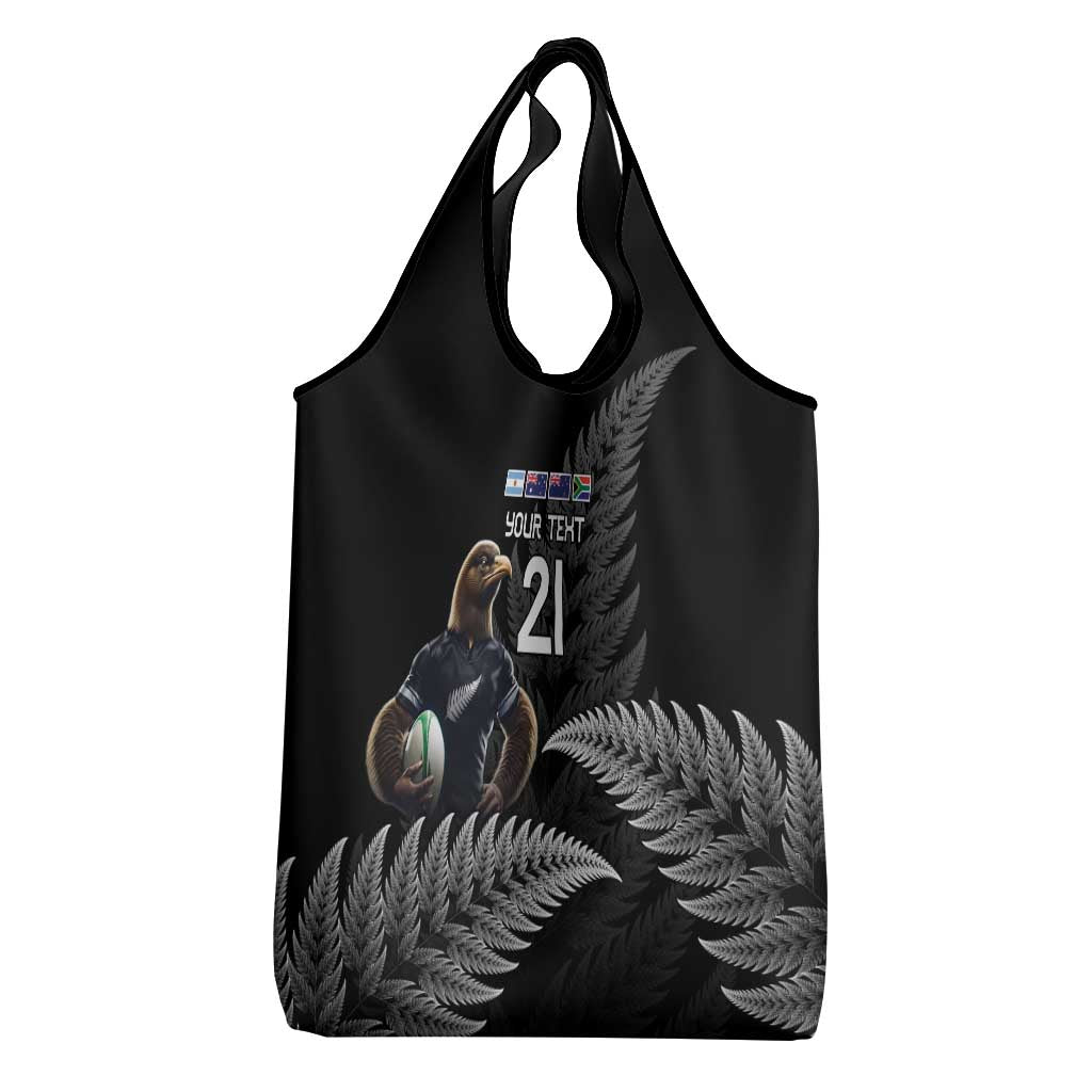 New Zealand Rugby Custom Grocery Bag Glory Be To Black Silver-fern - Polynesian Pride