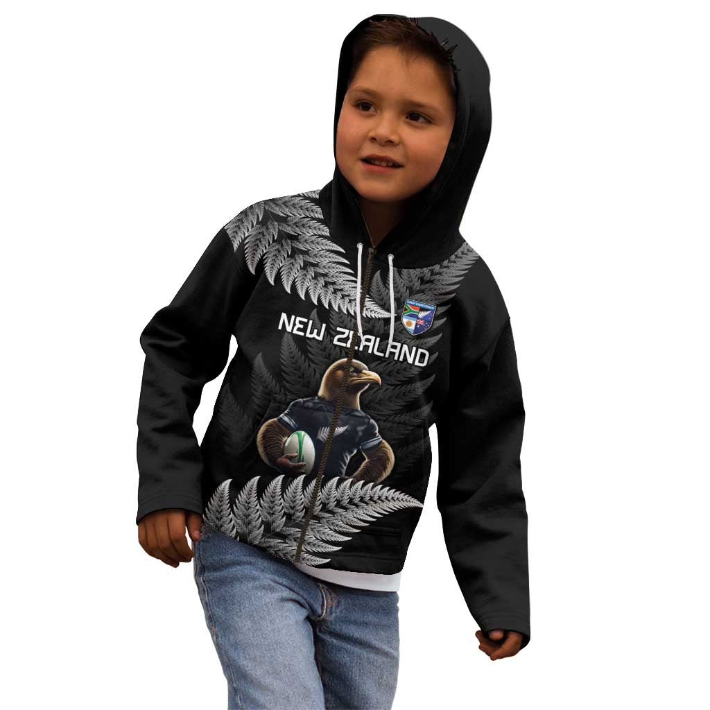 New Zealand Rugby Custom Kid Hoodie Glory Be To Black Silver-fern - Polynesian Pride