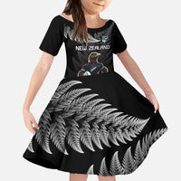 New Zealand Rugby Custom Kid Short Sleeve Dress Glory Be To Black Silver-fern - Polynesian Pride