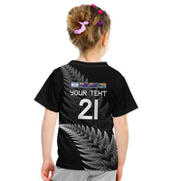 New Zealand Rugby Custom Kid T Shirt Glory Be To Black Silver-fern - Polynesian Pride