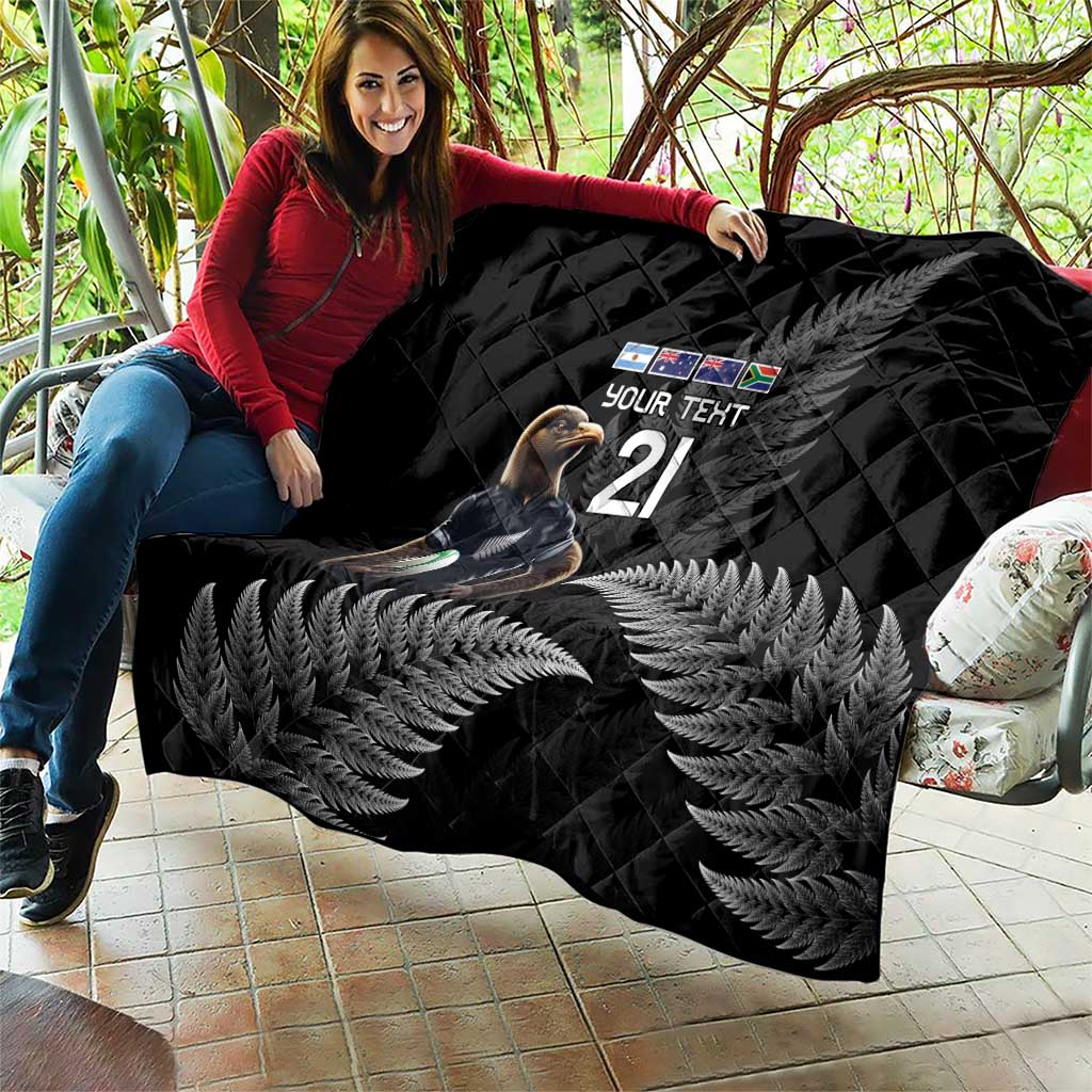New Zealand Rugby Custom Quilt Glory Be To Black Silver-fern - Polynesian Pride