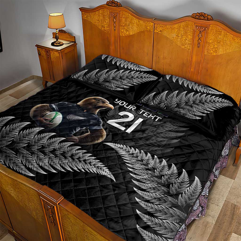 New Zealand Rugby Custom Quilt Bed Set Glory Be To Black Silver-fern - Polynesian Pride