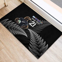 New Zealand Rugby Custom Rubber Doormat Glory Be To Black Silver-fern - Polynesian Pride