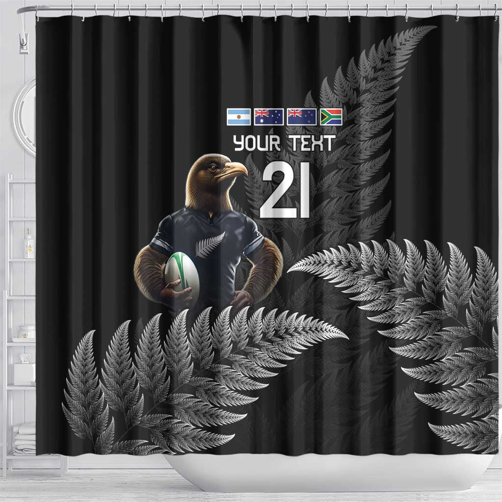New Zealand Rugby Custom Shower Curtain Glory Be To Black Silver-fern - Polynesian Pride