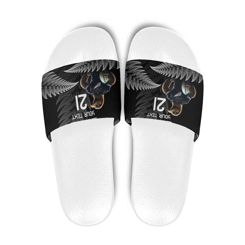 New Zealand Rugby Custom Slide Sandals Glory Be To Black Silver-fern - Polynesian Pride
