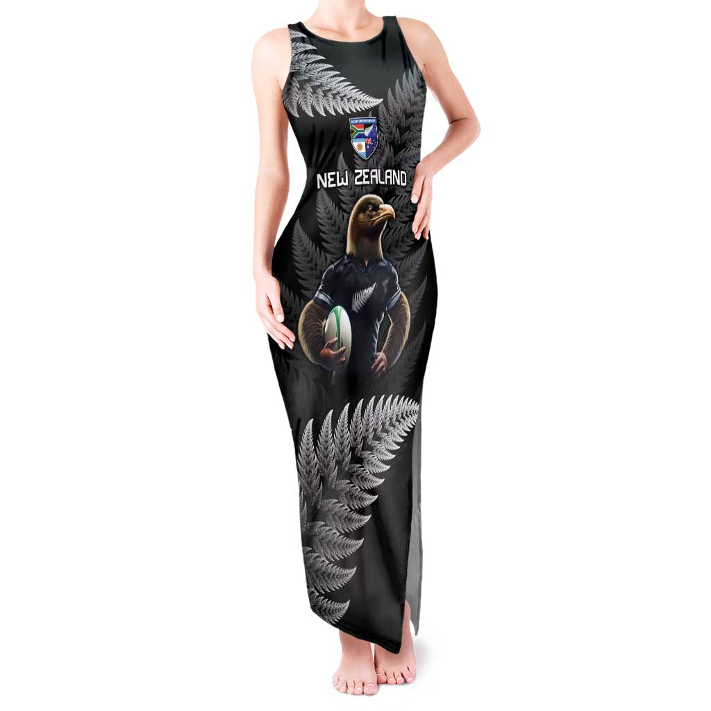 New Zealand Rugby Custom Tank Maxi Dress Glory Be To Black Silver-fern - Polynesian Pride