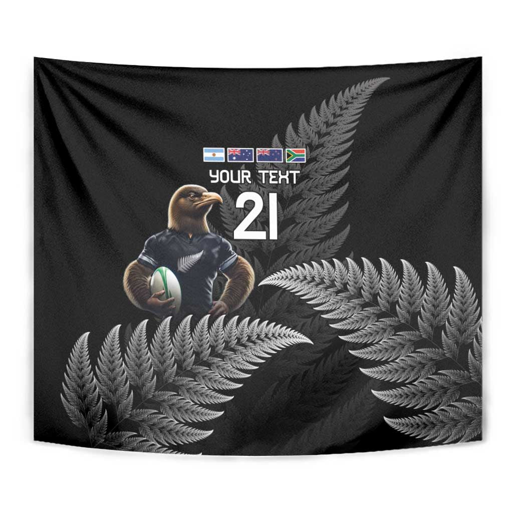 New Zealand Rugby Custom Tapestry Glory Be To Black Silver-fern - Polynesian Pride