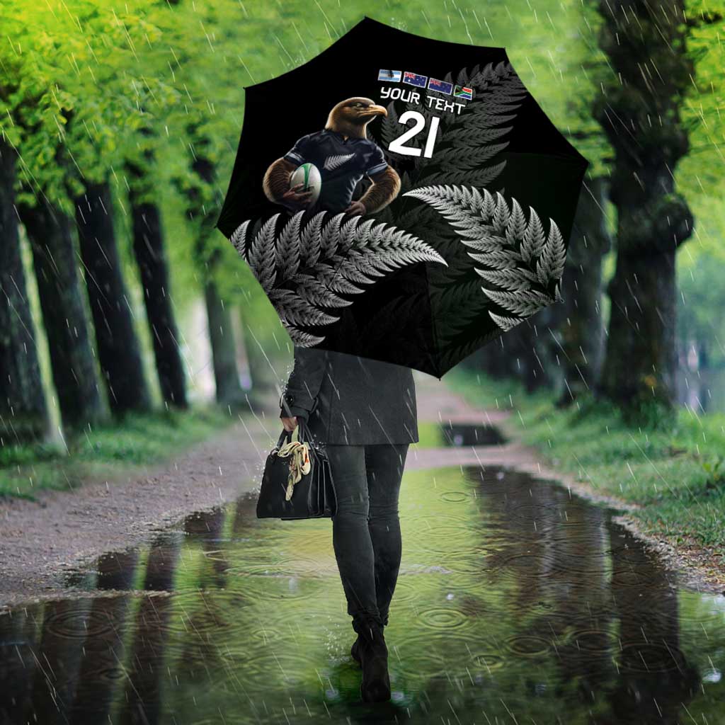 New Zealand Rugby Custom Umbrella Glory Be To Black Silver-fern - Polynesian Pride