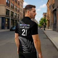 New Zealand Rugby Custom Zipper Polo Shirt Glory Be To Black Silver-fern - Polynesian Pride
