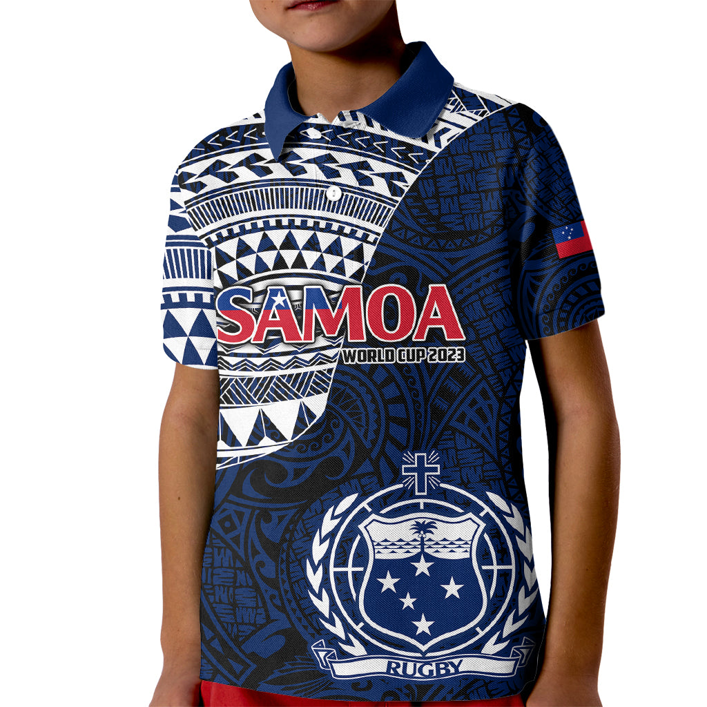 Samoa Rugby Kid Polo Shirt Proud Samoa World Cup 2023 LT9 Kid Blue - Polynesian Pride