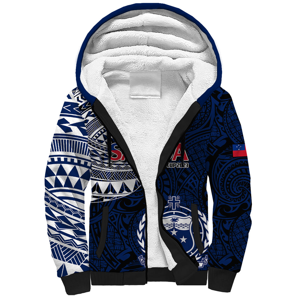 Samoa Rugby Sherpa Hoodie Proud Samoa World Cup 2023 LT9 Unisex Blue - Polynesian Pride