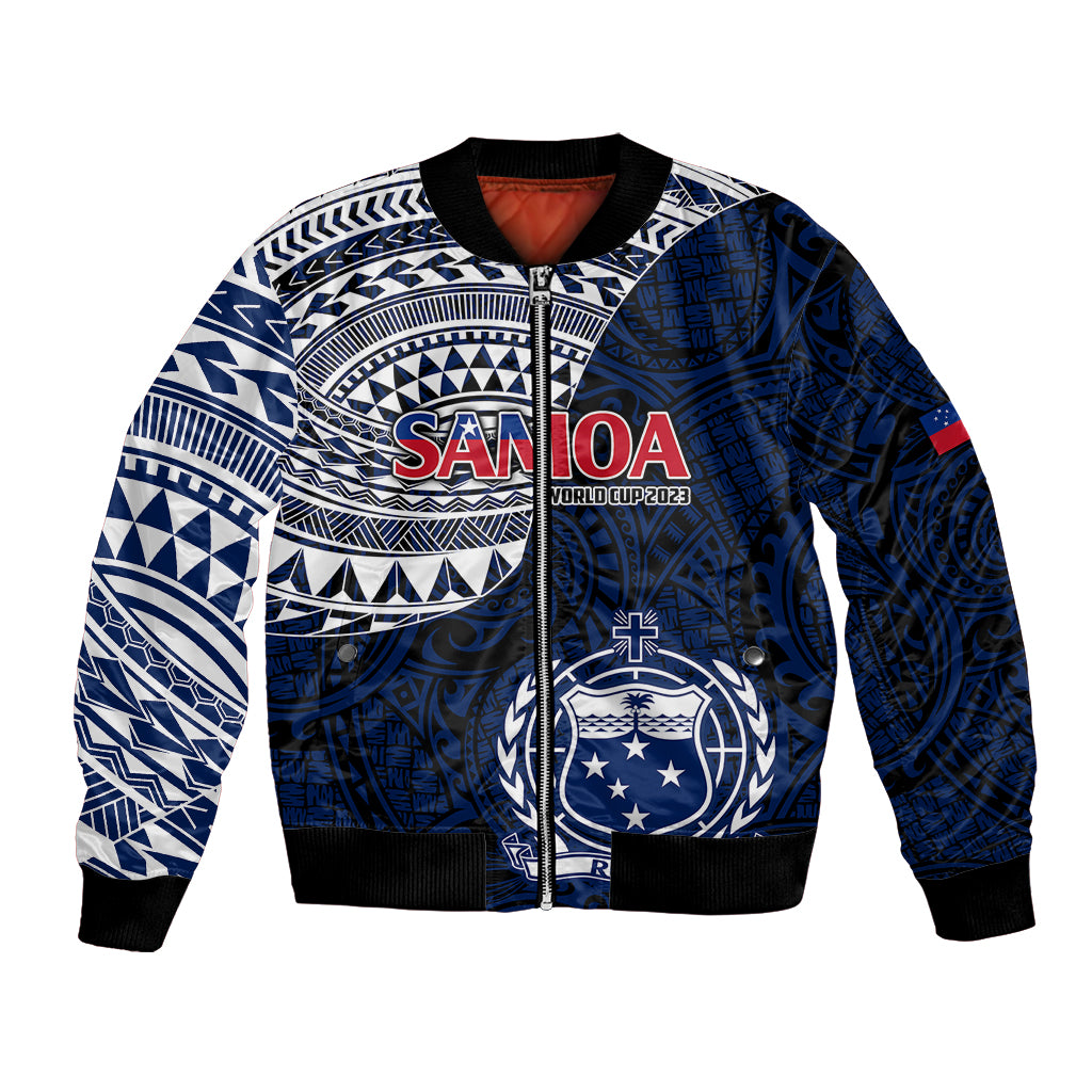 Custom Samoa Rugby Bomber Jacket Proud Samoa World Cup 2023 LT9 Unisex Blue - Polynesian Pride