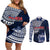 Custom Samoa Rugby Couples Matching Off Shoulder Short Dress and Long Sleeve Button Shirts Proud Samoa World Cup 2023 LT9 Blue - Polynesian Pride