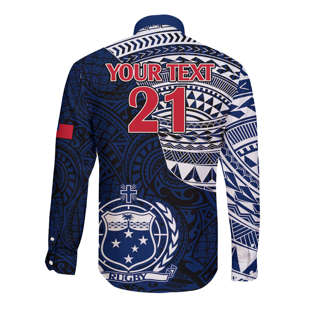 Custom Samoa Rugby Long Sleeve Button Shirt Proud Samoa World Cup 2023 LT9 - Polynesian Pride