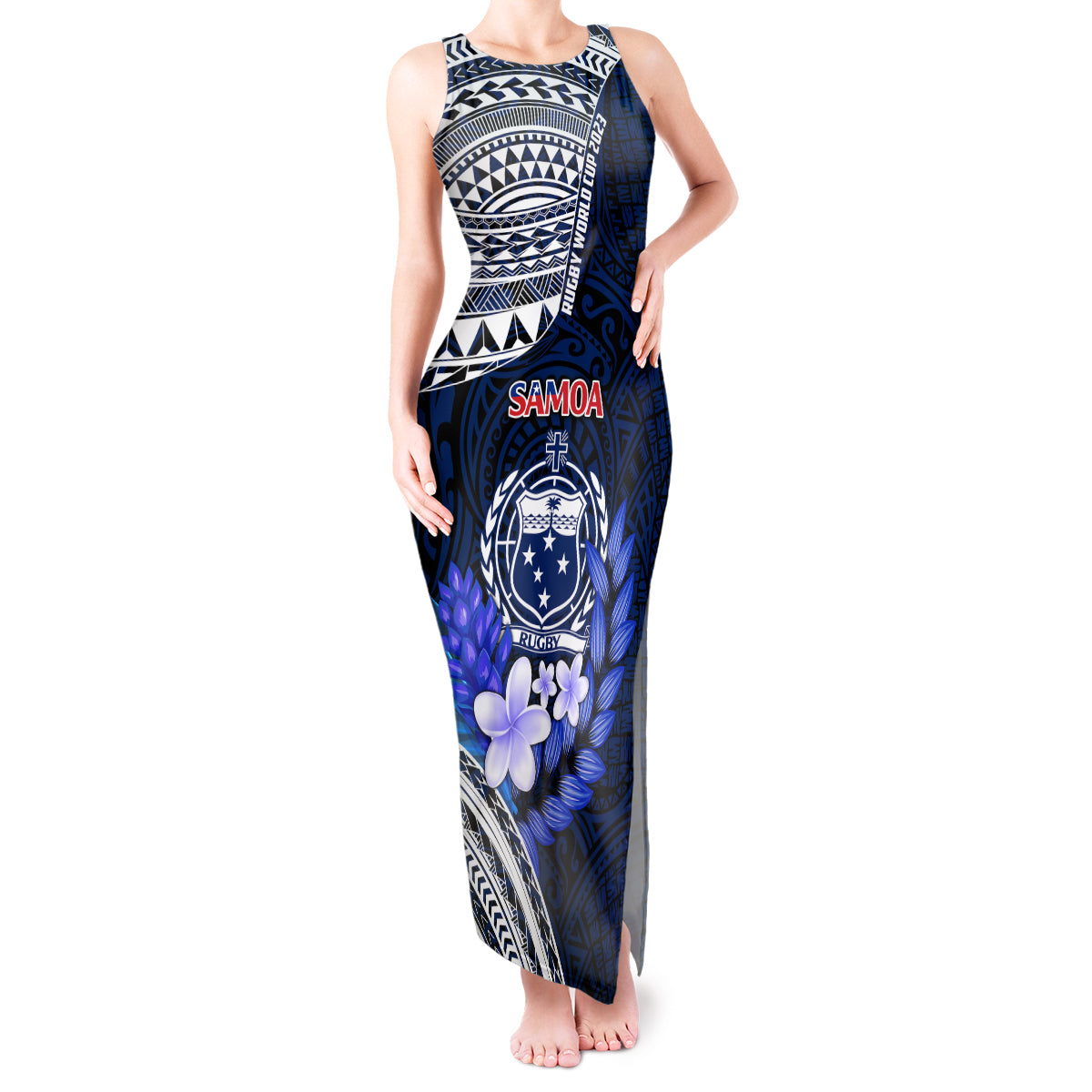 Custom Samoa Rugby Tank Maxi Dress Proud Samoa World Cup 2023 LT9 Women Blue - Polynesian Pride