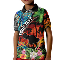 Personalised Hawaii Strong Maui Wildfire Kid Polo Shirt Pray For Lahaina Maui LT9 Kid Black - Polynesian Pride