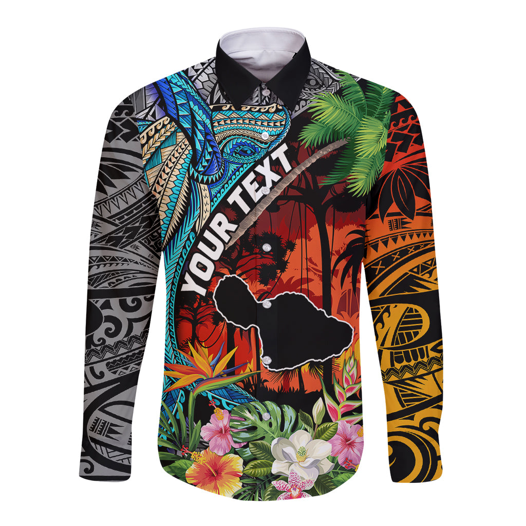 Personalised Hawaii Strong Maui Wildfire Long Sleeve Button Shirt Pray For Lahaina Maui LT9 Unisex Black - Polynesian Pride