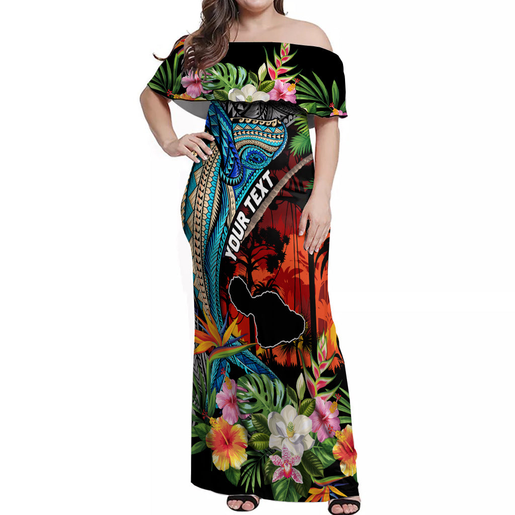 Personalised Hawaii Strong Maui Wildfire Off Shoulder Maxi Dress Pray For Lahaina Maui LT9 Women Black - Polynesian Pride