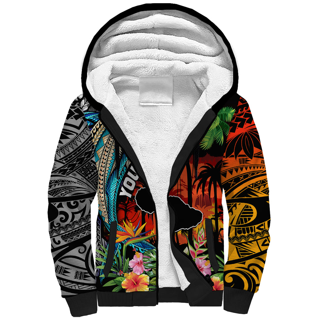 Personalised Hawaii Strong Maui Wildfire Sherpa Hoodie Pray For Lahaina Maui LT9 Unisex Black - Polynesian Pride
