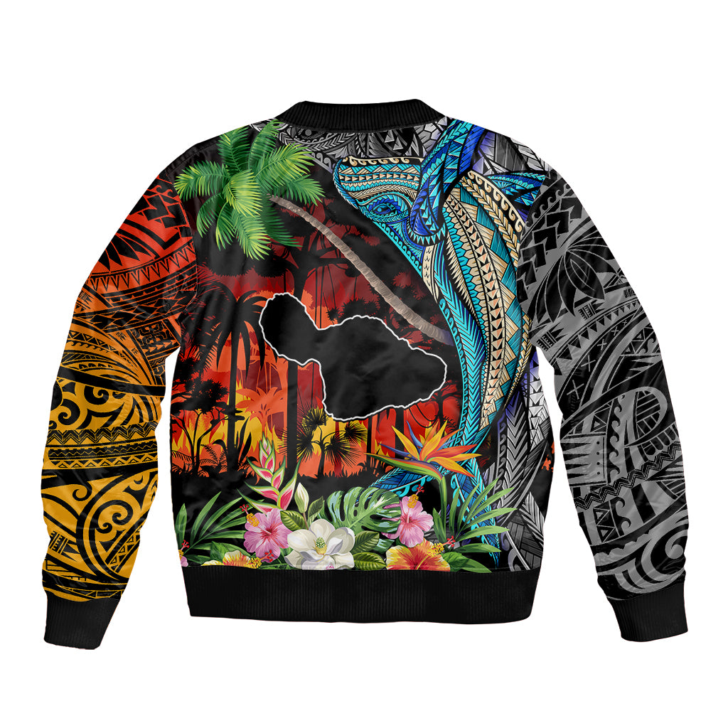 Personalised Hawaii Strong Maui Wildfire Sleeve Zip Bomber Jacket Pray For Lahaina Maui LT9 - Polynesian Pride