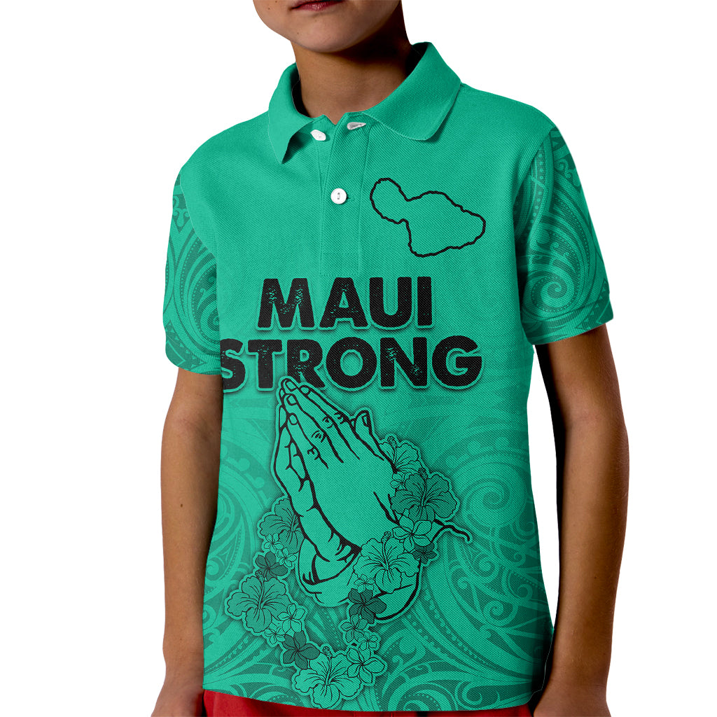 Hawaii Strong Maui Wildfire Kid Polo Shirt No2 LT9 Kid Green - Polynesian Pride