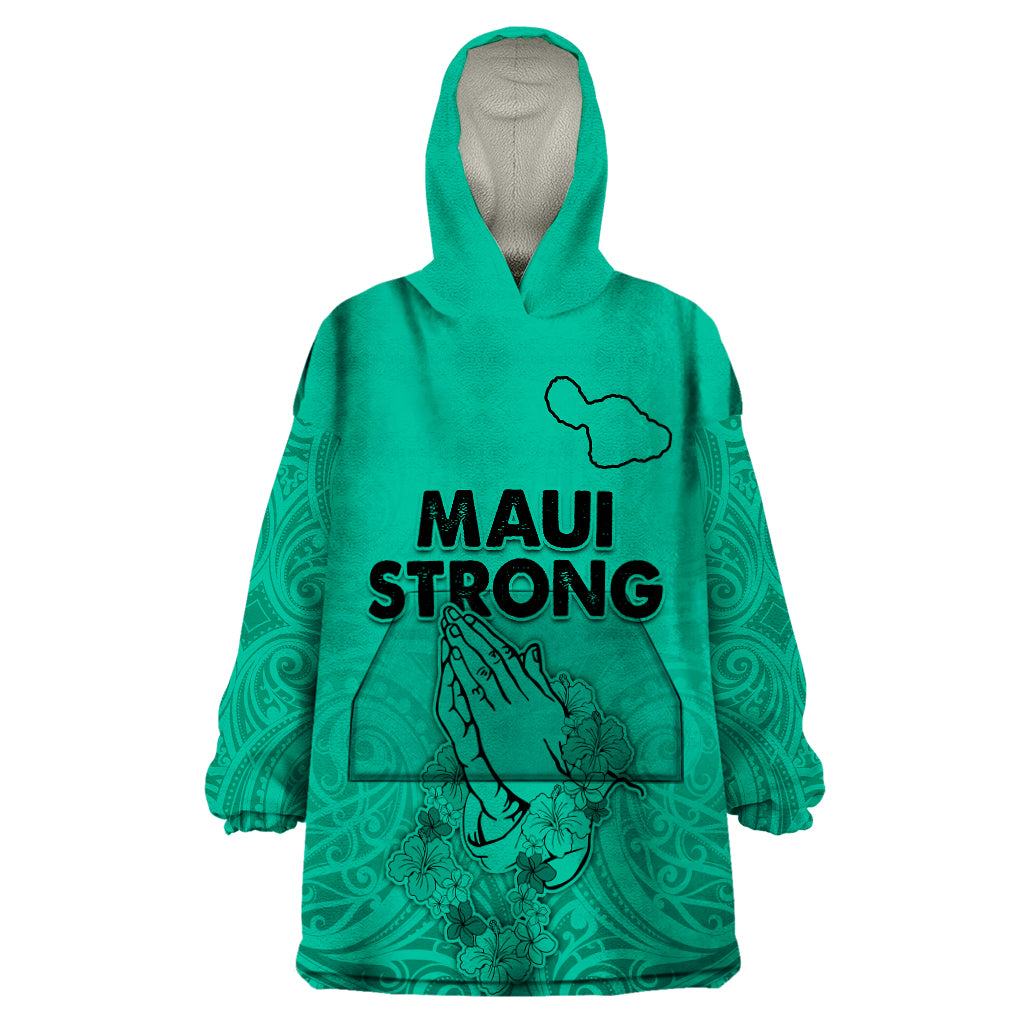 Hawaii Strong Maui Wildfire Wearable Blanket Hoodie No2 LT9 One Size Green - Polynesian Pride