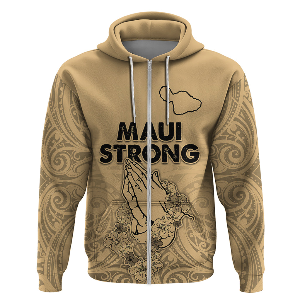 Hawaii Strong Maui Wildfire Hoodie No3 LT9 Zip Hoodie Nude - Polynesian Pride