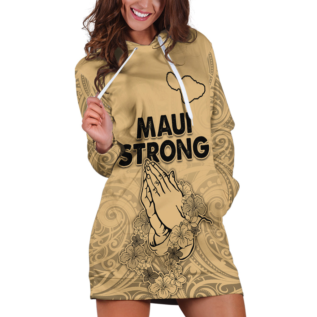 Hawaii Strong Maui Wildfire Hoodie Dress No3 LT9 Nude - Polynesian Pride