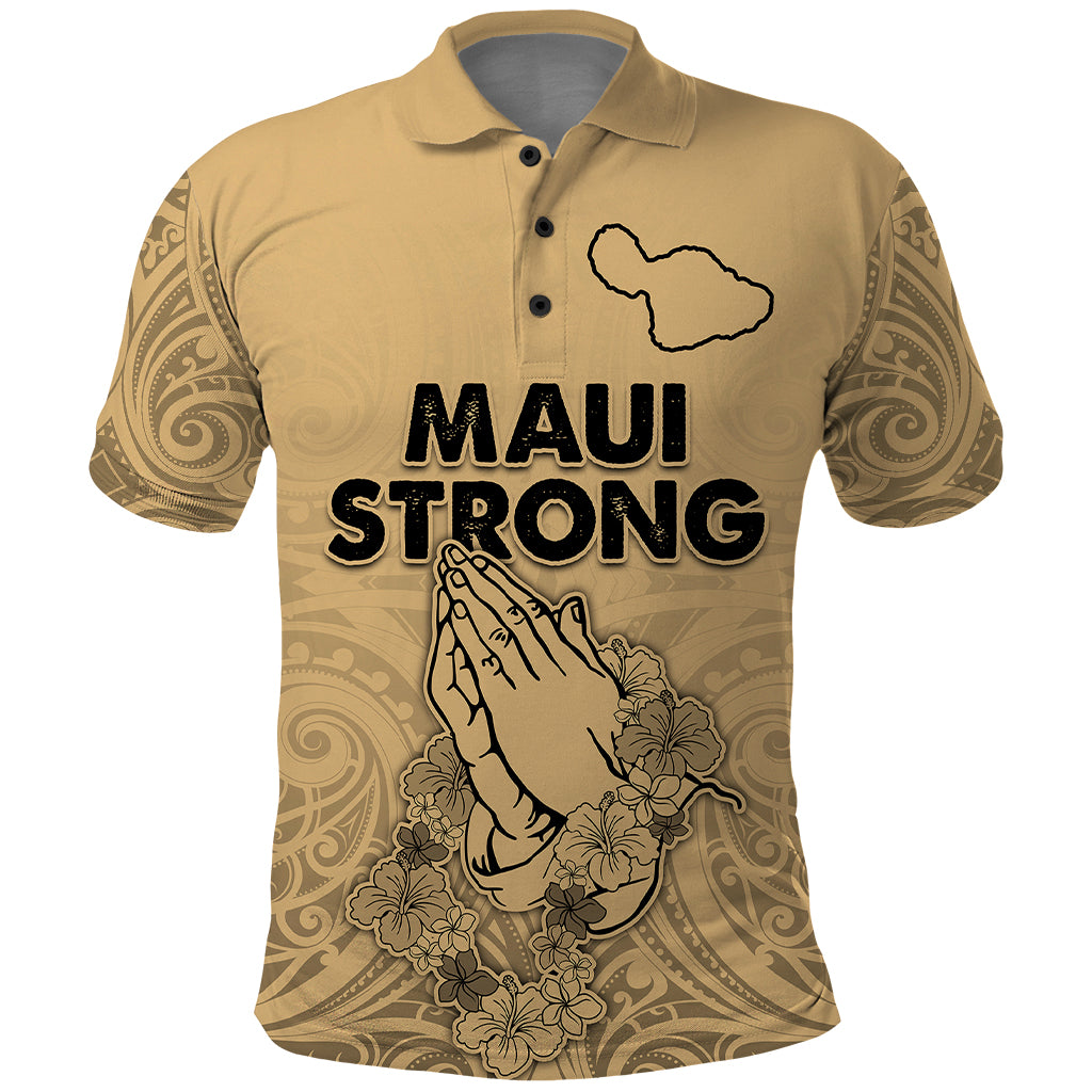 Hawaii Strong Maui Wildfire Polo Shirt No3 LT9 Nude - Polynesian Pride