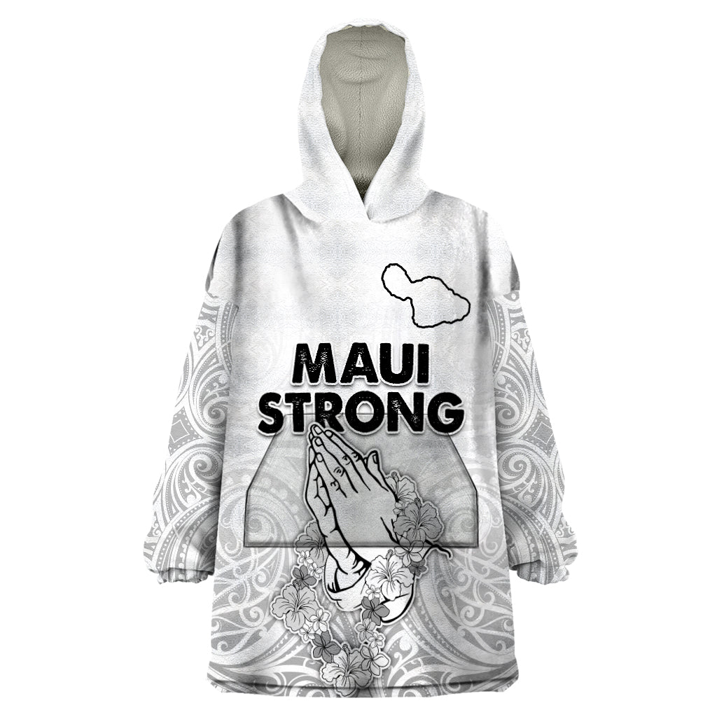 Hawaii Strong Maui Wildfire Wearable Blanket Hoodie No4 LT9 One Size White - Polynesian Pride